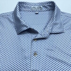 Peter Millar Summer Comfort Polo Shirt Mens Medium Golf Planes All Over Print